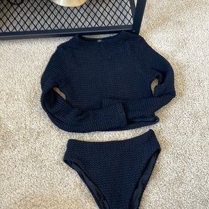 Montce high waisted black crochet bikini